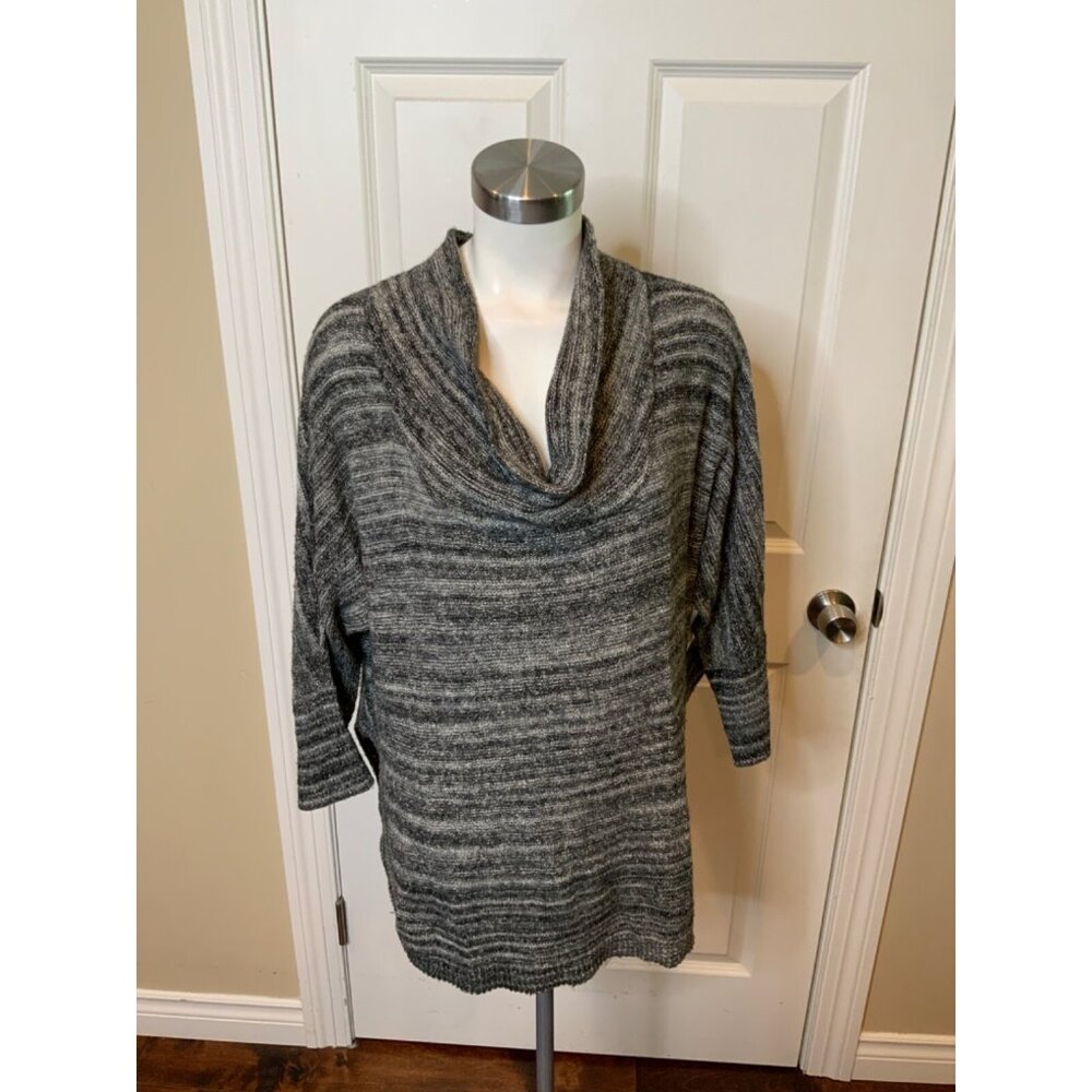 Field Flowers Gray & White Heathered Cowl Neck Knit Sweater, Size L
